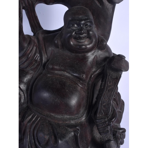 1591 - A LARGE EARLY 20TH CENTURY CHINESE CARVED HARDWOOD FIGURE OF A BUDDHA Late Qing/Republic. 44 cm x 22... 