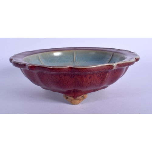 1609 - A CHINESE JUNYAO FLAMBE TYPE CIRCULAR BARBED CENSER 20th Century. 17.5 cm wide.