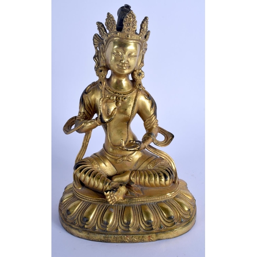 1620 - A CHINESE GILT BRONZE FIGURE OF AMITAYUS 20th Century. 15 cm high.