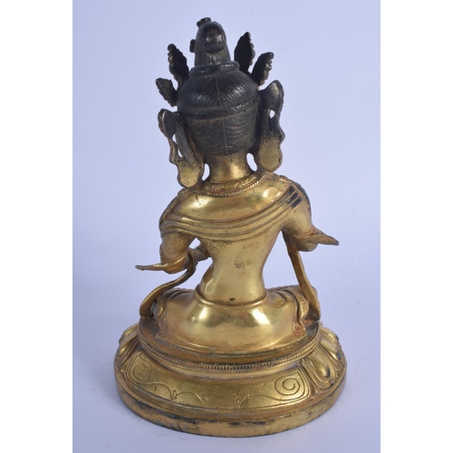 1620 - A CHINESE GILT BRONZE FIGURE OF AMITAYUS 20th Century. 15 cm high.