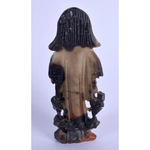 1648 - A LATE 19TH CENTURY CHINESE CARVED SOAPSTONE FIGURE OF AN IMMORTAL Late Qing. 11 cm high.