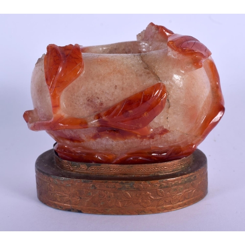 1655 - A 19TH CENTURY CHINESE CARVED AGATE BRUSH WASHER Late Qing. 7 cm x 7 cm.