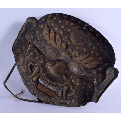 1661 - A 17TH/18TH CENTURY CHINESE TIBETAN PAINTED COPPER BUDDHISTIC MASK HEAD Ming/Qing. 24 cm x 24 cm.