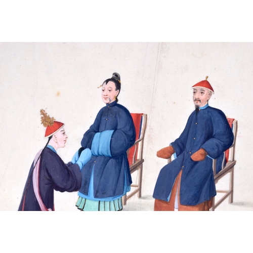 1664 - Chinese School (19th Century) Pair of marriage paintings, Watercolour. Largest image 24 cm x 38 cm.