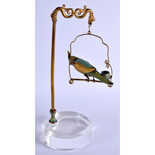 1670 - A RARE EARLY 20TH CENTURY CHINESE CLOISONNE ENAMEL PARROT Late Qing/Republic, upon a later base. 40 ... 