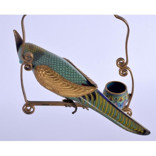 1670 - A RARE EARLY 20TH CENTURY CHINESE CLOISONNE ENAMEL PARROT Late Qing/Republic, upon a later base. 40 ... 