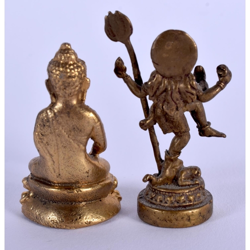 1678 - AN EARLY 20TH CENTURY SINO TIBETAN BRONZE BUDDHA together with another similar. Largest 3.5 cm high.... 