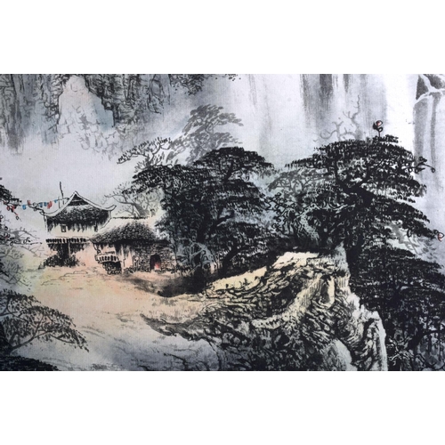 1683 - Chinese School (20th Century) Watercolour, Waterfalls. Image 50 cm x 88 cm.