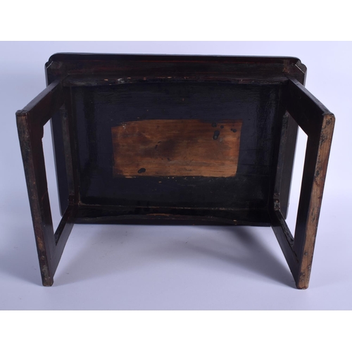 1692 - AN EARLY 20TH CENTURY CHINESE KOREAN SOFTWOOD LOW TABLE of small proportions. 26 cm x 42 cm.