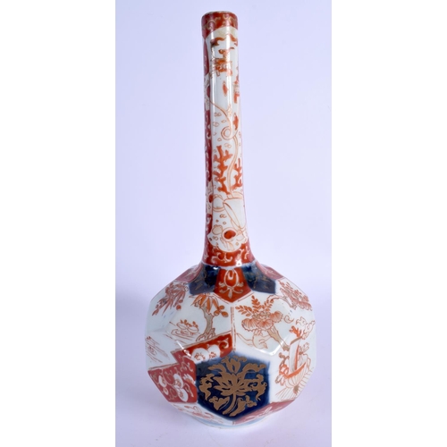 1728 - A 19TH CENTURY JAPANESE MEIJI PERIOD IMARI BOTTLE NECK VASE painted with flowers and landscapes. 30 ... 