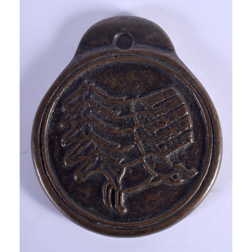 1731 - A VERY UNUSUAL KOREAN BRONZE IMPERIAL POSTAL SYSTEM PERMIT MEDALLION decorated with calligraphy. 11 ... 