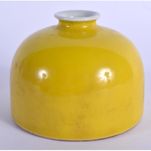 1740 - A CHINESE YELLOW GLAZED PORCELAIN BRUSH WASHER 20th Century. 8.5 cm wide.