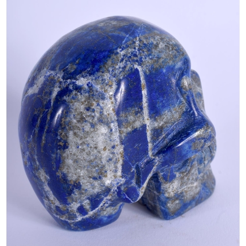 1771 - A CHINESE CARVED LAPIS LAZULI MODEL OF A SKULL 20th Century. 6.5 cm x 6.5 cm.