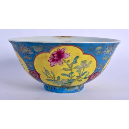 1788 - A CHINESE BLUE GLAZED PORCELAIN BOWL 20th Century. 15 cm diameter.