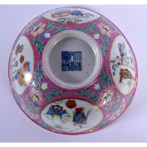 1818 - AN EARLY 20TH CENTURY CHINESE FAMILLE ROSE PORCELAIN SCRAFITO BOWL Late Qing, bearing Qianlong marks... 