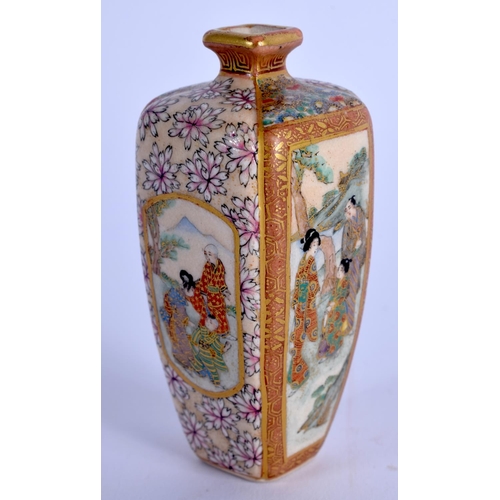 1823 - A MINIATURE LATE 19TH CENTURY JAPANESE MEIJI PERIOD SATSUMA VASE painted with figures and foliage. 7... 