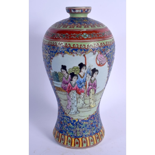 1837 - A LARGE CHINESE REPUBLICAN FAMILLE ROSE PORCELAIN VASE painted with birds amongst foliage. 35.5 cm h... 