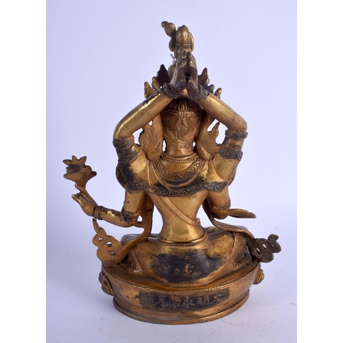 1846 - A CHINESE TIBETAN GILT BRONZE FIGURE OF A BUDDHA 20th Century. 24 cm x 14 cm.