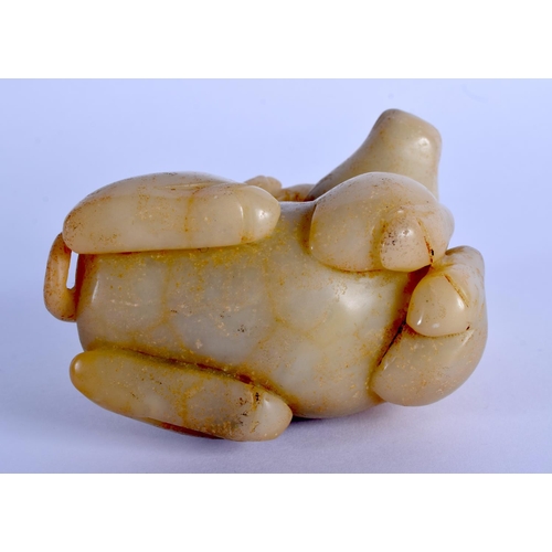 1877 - A LARGE CHINESE CARVED MUTTON JADE FIGURE OF A BULLOCK 20th Century. 9 cm x 7 cm.