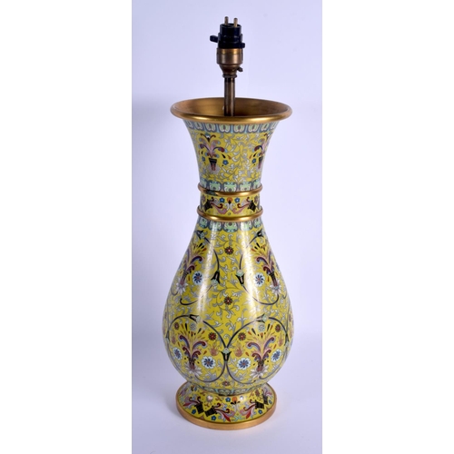 1882 - A LARGE EARLY 20TH CENTURY CHINESE CLOISONNE ENAMEL VASE Late Qing, converted to a lamp, decorated w... 