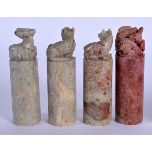 1888 - A SET OF TWELVE LATE 19TH CENTURY CHINESE CARVED SOAPSTONE ZODIAC SEALS Late Qing. 8.5 cm high. (12)