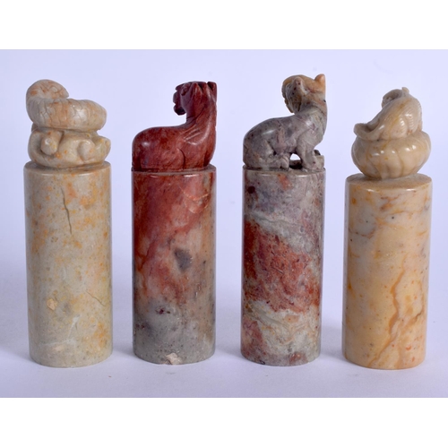 1888 - A SET OF TWELVE LATE 19TH CENTURY CHINESE CARVED SOAPSTONE ZODIAC SEALS Late Qing. 8.5 cm high. (12)