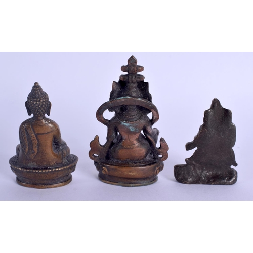 1891 - THREE CHINESE TIBETAN BUDDHAS 20th Century. Largest 7 cm high. (3)