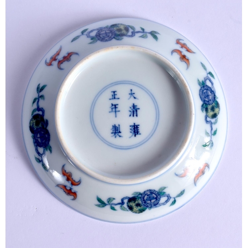 1907 - A 19TH CENTURY CHINESE PORCELAIN CIRCULAR DOUCAI DISH Late Qing, bearing Yongzheng porcelain marks. ... 