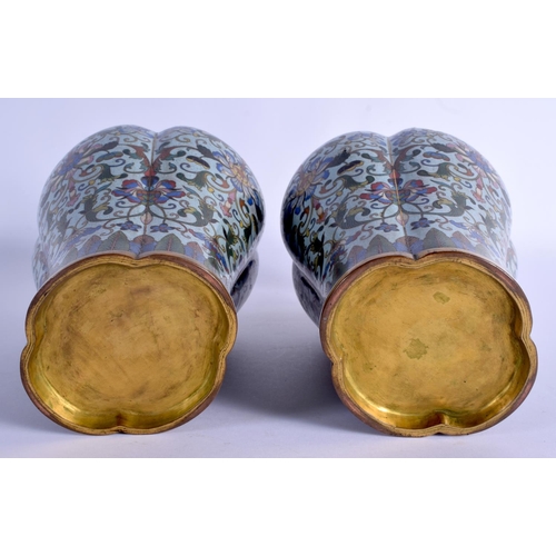 1917 - A GOOD PAIR OF LATE 18TH/19TH CENTURY CHINESE CLOISONNE ENAMEL QUATRELOBED VASES C1800 Qianlong/Jiaq... 