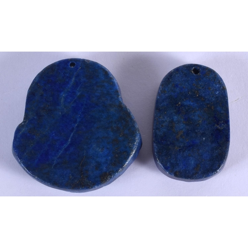 1960 - TWO CHINESE CARVED LAPIS LAZULI PLAQUES 20th Century. (2)