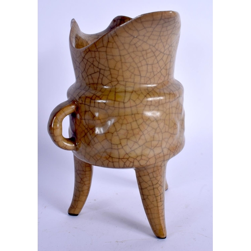 1967 - A CHINESE CRACKLE GLAZED STONEWARE WINE VESSEL 20th Century. 20 cm x 13 cm.