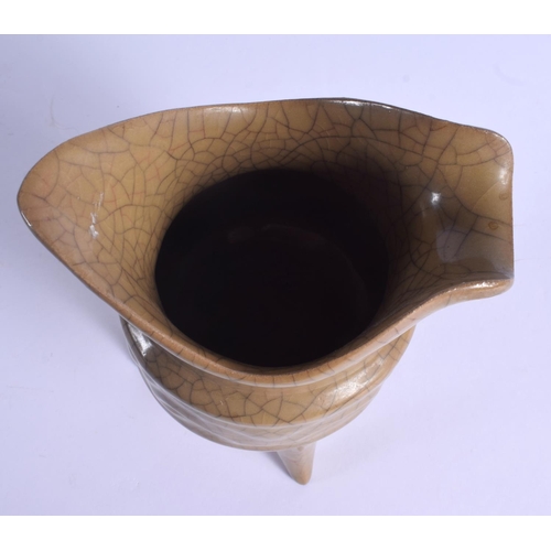 1967 - A CHINESE CRACKLE GLAZED STONEWARE WINE VESSEL 20th Century. 20 cm x 13 cm.