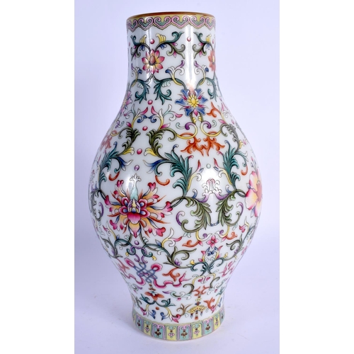 2003 - AN EARLY 20TH CENTURY CHINESE FAMILLE ROSE PORCELAIN BALUSTER VASE Late Qing/Republic, bearing Qianl... 