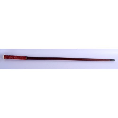 2033 - A 19TH CENTURY CHINESE CARVED CINNABAR LACQUER WALKING CANE Late Qing/Republic. 88 cm long.