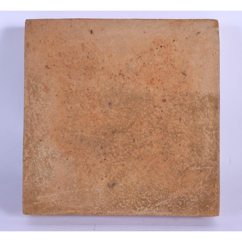 2035 - A CHINESE MING STYLE FAHUA STONEWARE TILE 20th Century. 19 cm square.