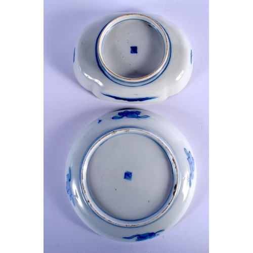 2060 - TWO 19TH CENTURY JAPANESE MEIJI PERIOD IMARI DISHES. Largest 13 cm diameter. (2)