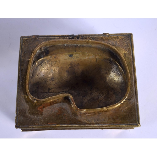 2068 - A VERY UNUSUAL 19TH CENTURY CHINESE GEM SET BRONZE BUDDHA CENSER AND COVER modelled holding a censer... 