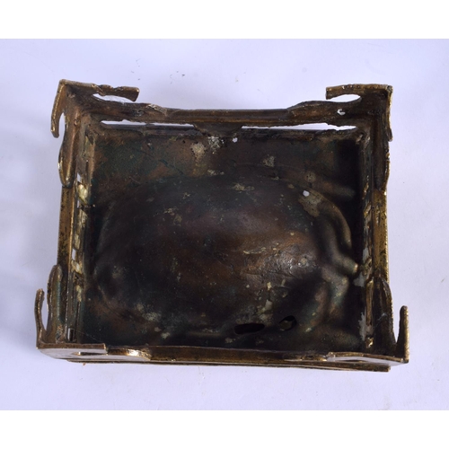 2068 - A VERY UNUSUAL 19TH CENTURY CHINESE GEM SET BRONZE BUDDHA CENSER AND COVER modelled holding a censer... 