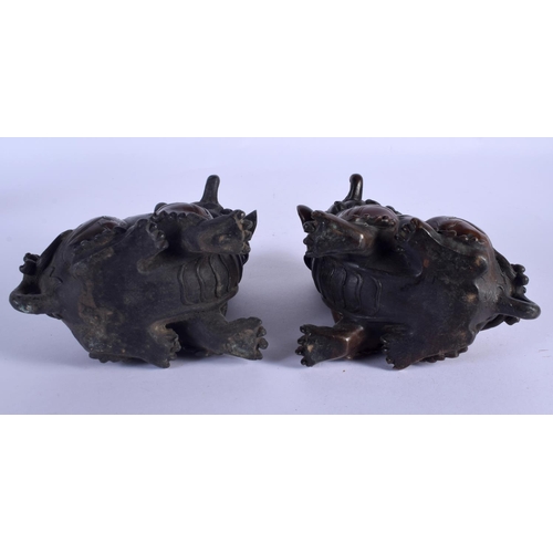 2070 - A PAIR OF CHINESE BRONZE BUDDHISTIC CENSERS AND COVERS 20th Century. 17 cm x 15 cm.