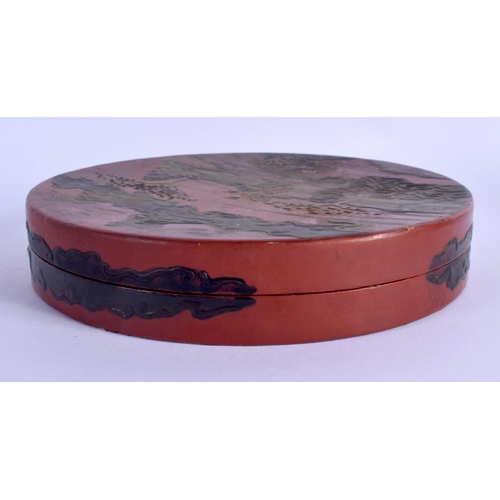 2087 - AN EARLY 20TH CENTURY CHINESE RED LACQUER BOX AND COVER Late Qing/Republic, decorated with landscape... 