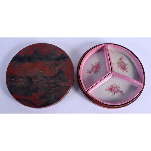 2087 - AN EARLY 20TH CENTURY CHINESE RED LACQUER BOX AND COVER Late Qing/Republic, decorated with landscape... 