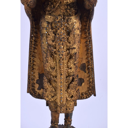 2092 - A LARGE 19TH CENTURY SOUTH EAST ASIAN THAI BRONZE BUDDHA lacquered and decorated with jewels. 51 cm ... 