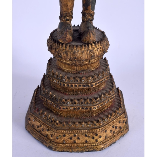 2092 - A LARGE 19TH CENTURY SOUTH EAST ASIAN THAI BRONZE BUDDHA lacquered and decorated with jewels. 51 cm ... 