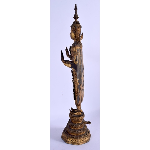 2092 - A LARGE 19TH CENTURY SOUTH EAST ASIAN THAI BRONZE BUDDHA lacquered and decorated with jewels. 51 cm ... 