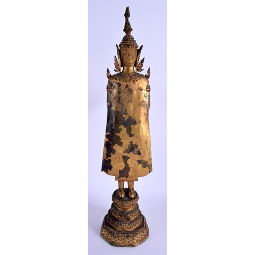 2092 - A LARGE 19TH CENTURY SOUTH EAST ASIAN THAI BRONZE BUDDHA lacquered and decorated with jewels. 51 cm ... 