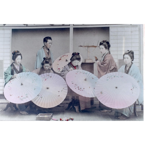 2098 - A PAIR OF EARLY 20TH CENTURY JAPANESE MEIJI PERIOD TINTED PHOTOGRAPHS. Each image 21 cm x 14 cm.