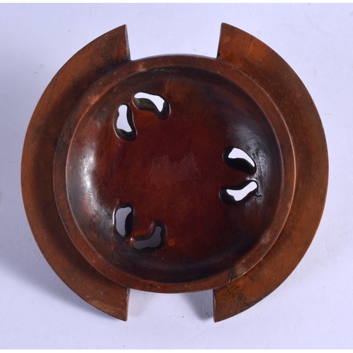 2112 - A RARE EARLY 20TH CENTURY CHINESE CARVED HARDWOOD CENSER AND COVER Late Qing/Republic, with jade fin... 