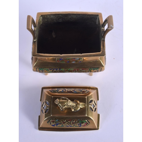 2116 - A LATE 19TH CENTURY CHINESE ENAMELLED BRONZE CENSER AND COVER Late Qing. 17 cm x 11 cm.