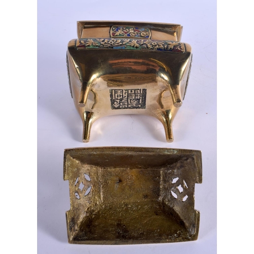 2116 - A LATE 19TH CENTURY CHINESE ENAMELLED BRONZE CENSER AND COVER Late Qing. 17 cm x 11 cm.