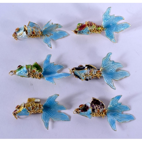 2159 - SIX CHINESE CLOISONNE ENAMEL FISH. (6)